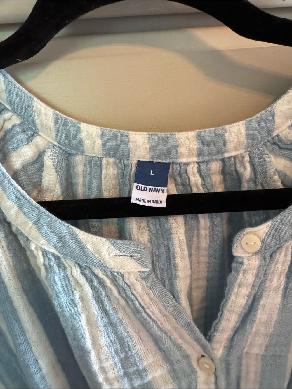 Old Navy Light Blue and White Striped Button-Front Top - Picture 3 of 5